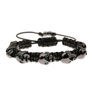 Bracelet Goth Têtes de Mort "Ossuaire" Couleur Vert