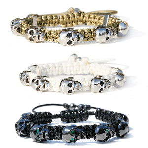 Vue generale Bracelet Goth Têtes de Mort "Ossuaire"