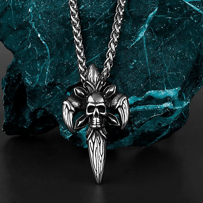 Avant Collier Tête de Mort Dague Royale Fleur de Lys