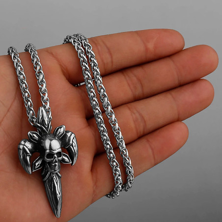 Collier Tête de Mort Dague Royale Fleur de Lys