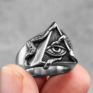 Bague Illuminati - Œil du Triangle Ascendant couleur Argent