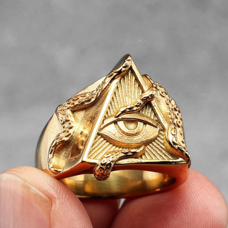 Bague Illuminati - Œil du Triangle Ascendant couleur Or