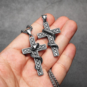 Collier Croix Serpent - Tentation du Serpent Sacrilège