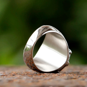 Vue Arrierre Bague Pirate Gouvernail d’Acier "Maître du Cap"