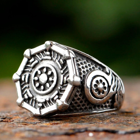 Avant Bague Pirate Gouvernail d’Acier "Maître du Cap"