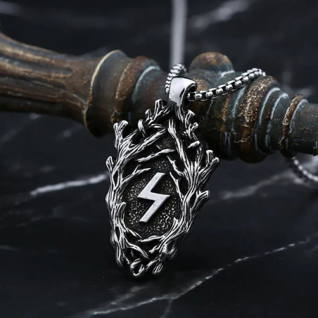 Avant Collier Viking "Rune de Foudre des Anciens"