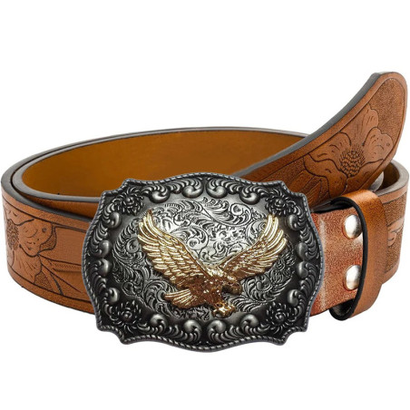 Vue generale Ceinture Aigle "L'envol de l'Aigle Royal" Couleur Marron