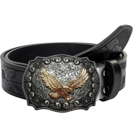 Vue generale Ceinture Aigle "L'envol de l'Aigle Royal" Couleur noir