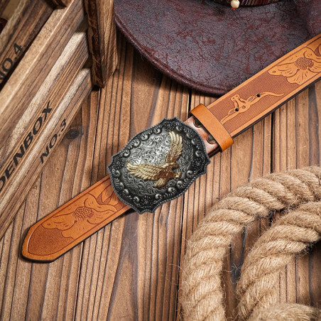 Ceinture Aigle "L'envol de l'Aigle Royal" Couleur Marron