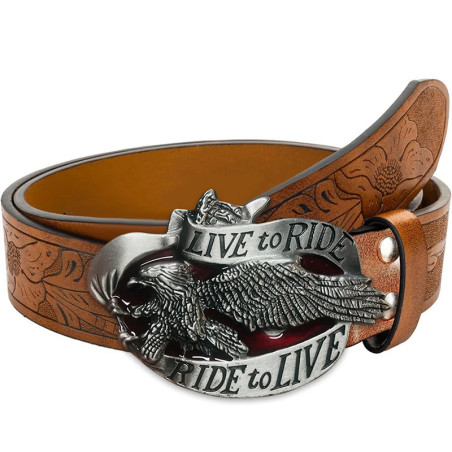 Ceinture Biker "Live to Ride" Couleur Marron