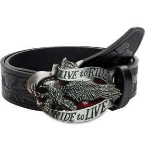 Ceinture Biker "Live to Ride" Couleur Noir