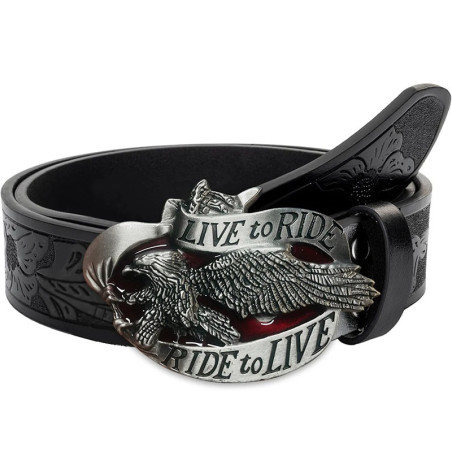 Ceinture Biker "Live to Ride" Couleur Noir