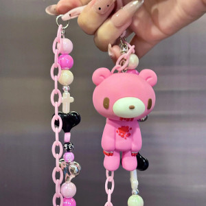 Chaîne de Pantalon Tête de Mort Ours Clouté Nocturne Couleur Rose