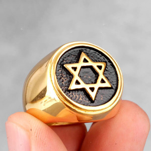 Bague Rock "Hexagramme de Fer" Couleur Or