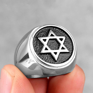Bague Rock "Hexagramme de Fer" Couleur Argent