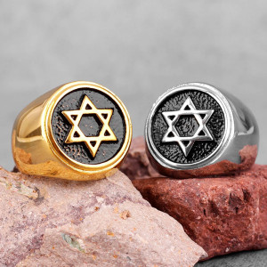 Bague Rock "Hexagramme de Fer" - 2 couleurs au choix !