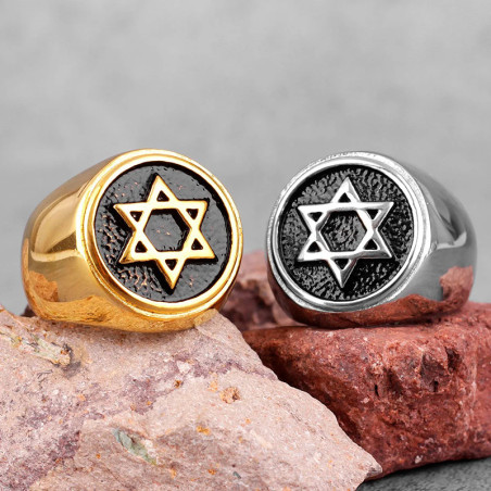 Bague Rock "Hexagramme de Fer" - 2 couleurs au choix !