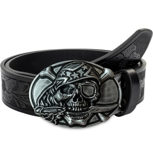 Ceinture Tête de Mort "Capitaine Pirate" Couleur noir