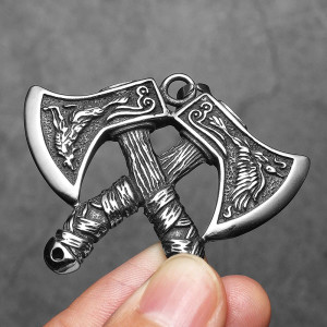 Avant Collier Viking "Hache Croisée des Guerriers du Nord"
