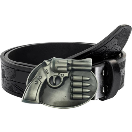 Ceinture Biker Western "Outlaw Six-Coups" Couleur Noir