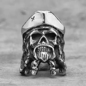 Vue de Face Bague Pirate - Capitaine Skull