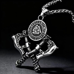 Collier Viking 'Haches du Valknut d’Odin'
