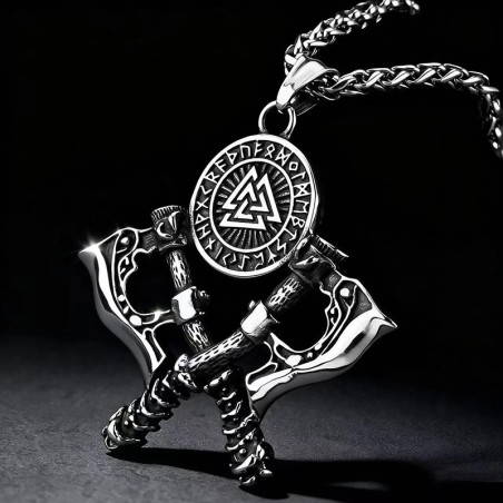 Collier Viking 'Haches du Valknut d’Odin'