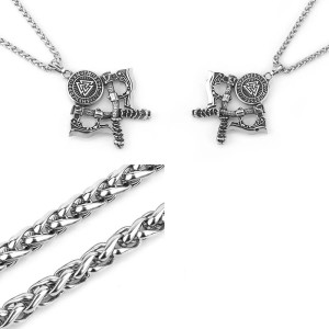 Vue Generale Collier Viking 'Haches du Valknut d’Odin'