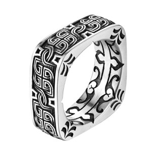 Bague Rock "Anneau des Entrelacs du Serment" Couleur Argent