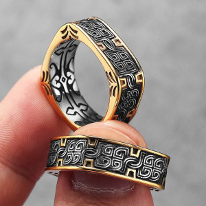 Bague Rock "Anneau des Entrelacs du Serment" - 2 coulerus au choix !