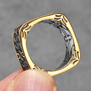 Vue Laterale Bague Rock "Anneau des Entrelacs du Serment" - 2 coulerus au choix !