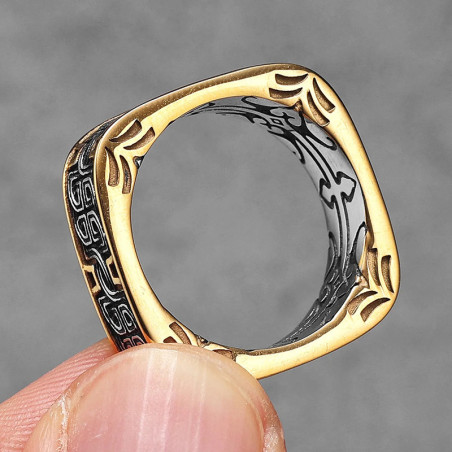Vue Laterale Bague Rock "Anneau des Entrelacs du Serment" - 2 coulerus au choix !