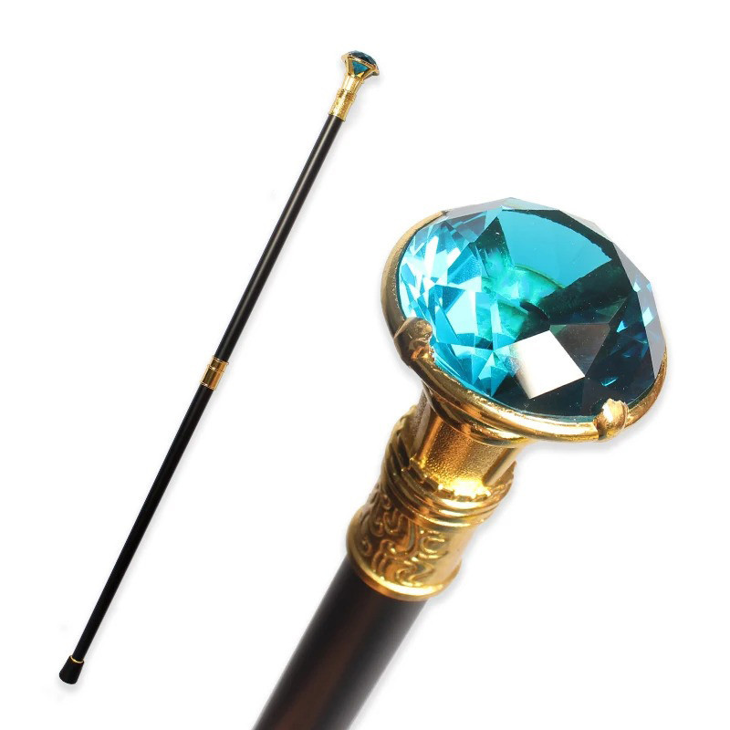 Canne Gothique Luxe "Sceptre du Diamant Souverain" Couleur bleu Ciel