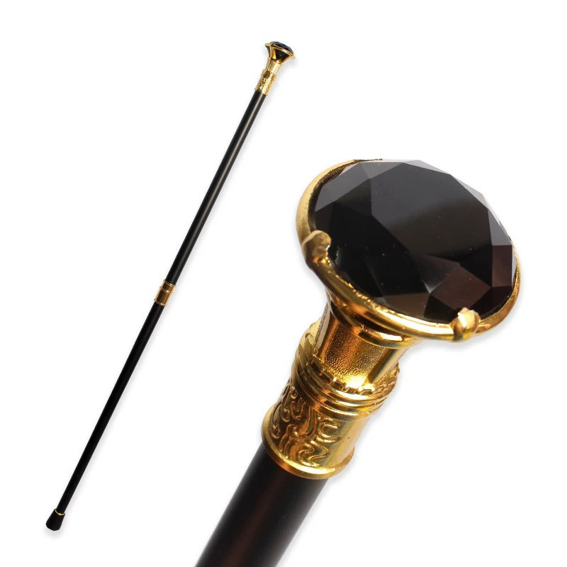 Canne Gothique Luxe "Sceptre du Diamant Souverain" Couleur Noir