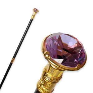Canne Gothique Luxe "Sceptre du Diamant Souverain" Couleur Violet