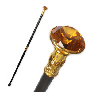 Canne Gothique Luxe "Sceptre du Diamant Souverain" Couleur Orange