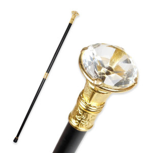 Canne Gothique Luxe "Sceptre du Diamant Souverain" Couleur Blanc