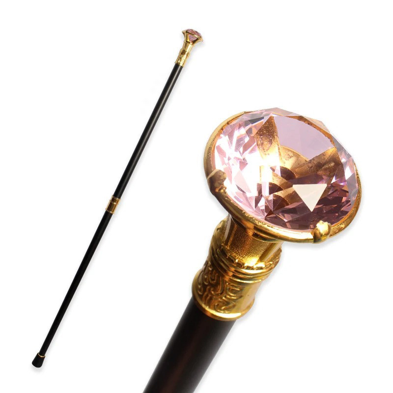 Canne Gothique Luxe "Sceptre du Diamant Souverain" Couleur Rose