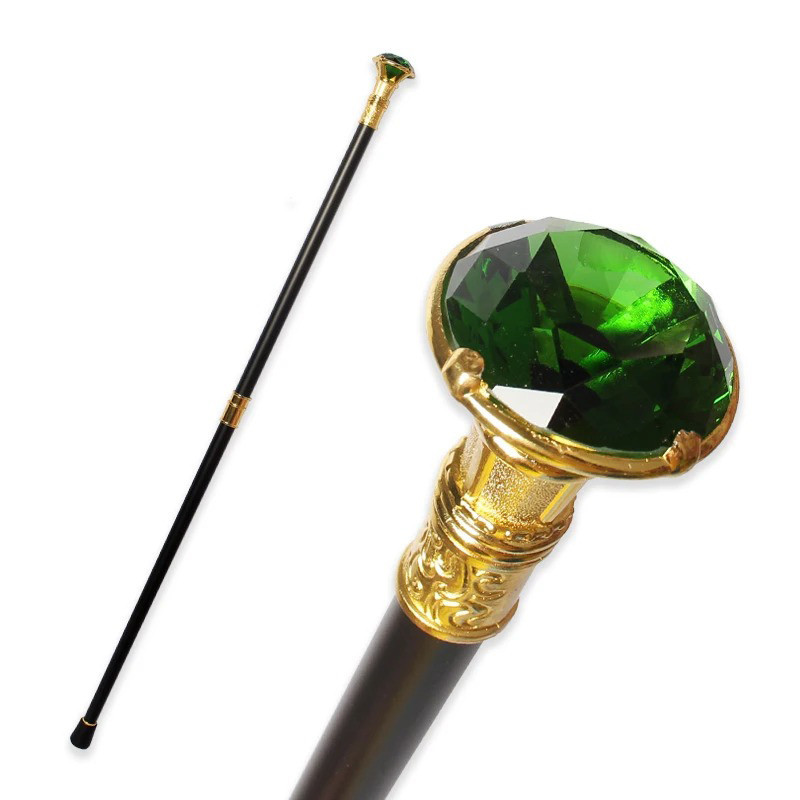 Canne Gothique Luxe "Sceptre du Diamant Souverain" Couleur Vert