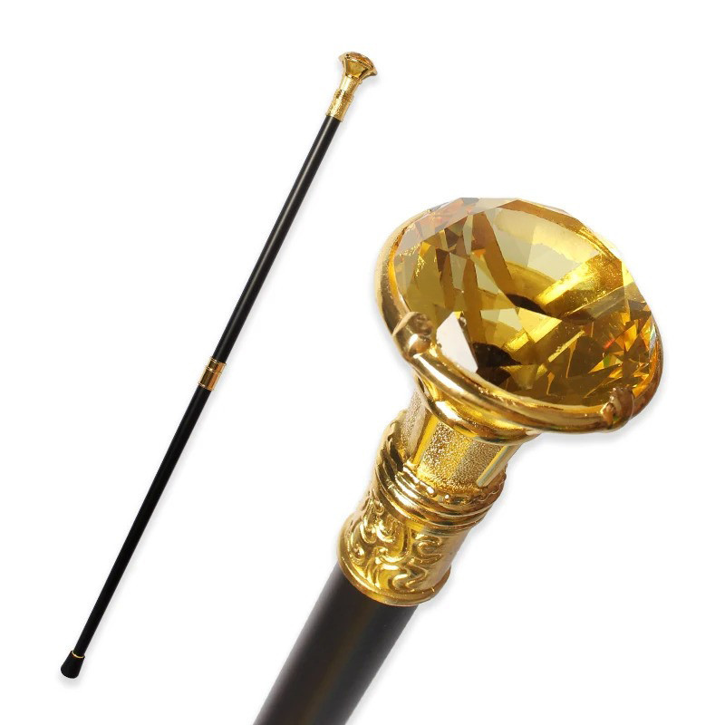 Canne Gothique Luxe "Sceptre du Diamant Souverain" Couleur Jaune
