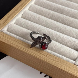 Avant Bague Corbeau Gothique "Pierre de Sang du Corbeau"