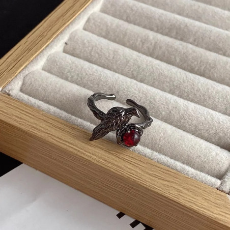 Avant Bague Corbeau Gothique "Pierre de Sang du Corbeau"