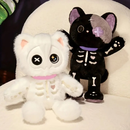 Avant Peluche Tête de Mort "Chat Squelette Shadow" - 2 couleurs au choix !