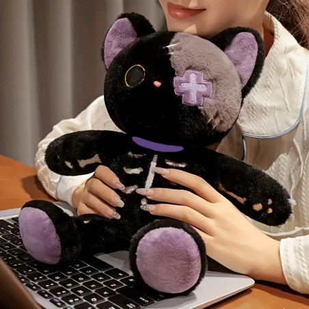 Peluche Tête de Mort "Chat Squelette Shadow" - 2 couleurs au choix !
