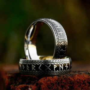 Avant Bague Viking "Anneau Runique Noir Forgé" - 2 couleurs au choix !