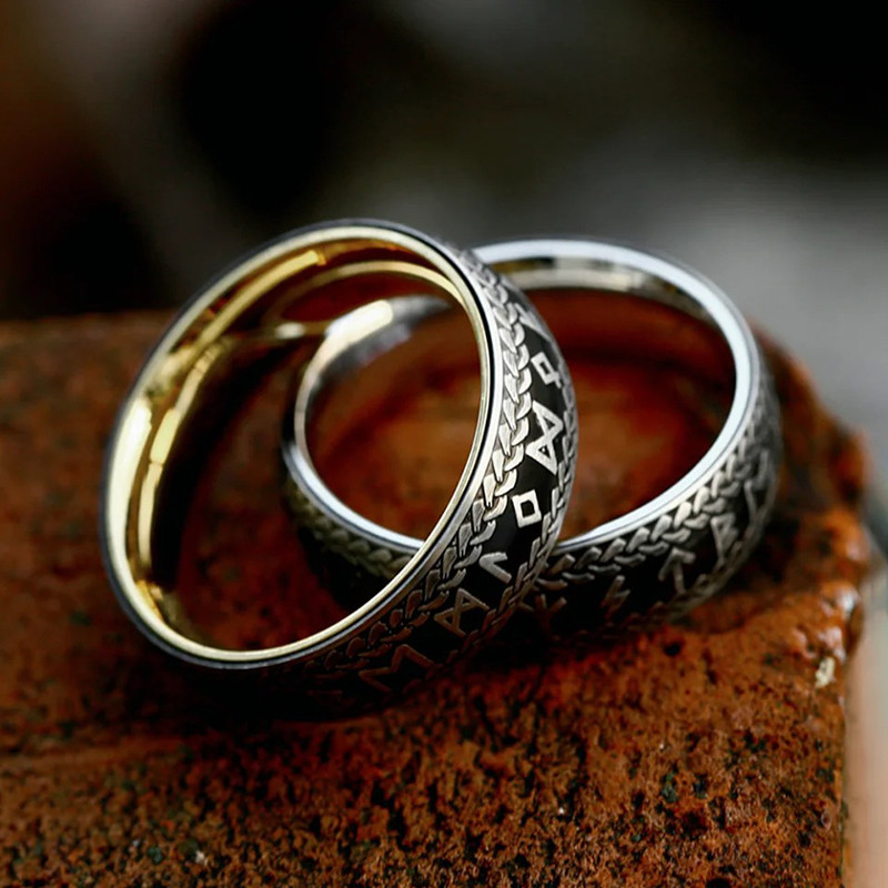 Bague Viking "Anneau Runique Noir Forgé" - 2 couleurs au choix !