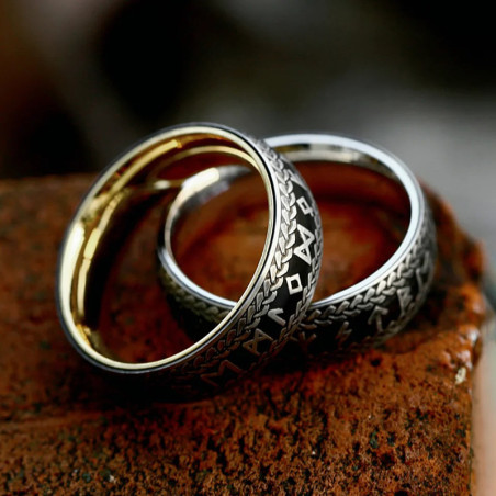 Bague Viking "Anneau Runique Noir Forgé" - 2 couleurs au choix !
