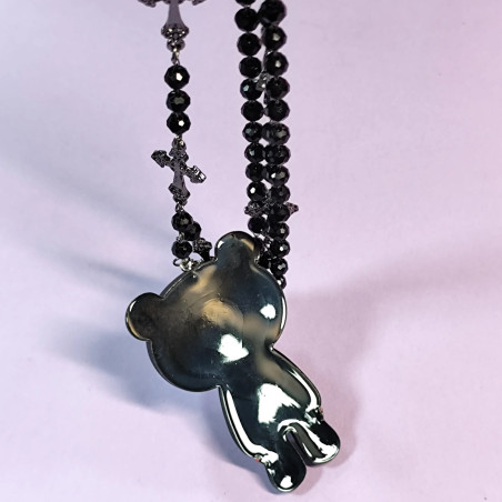 Vue Arreire du Collier Gothique Ours Macabre Chapelet du Cœur Profané