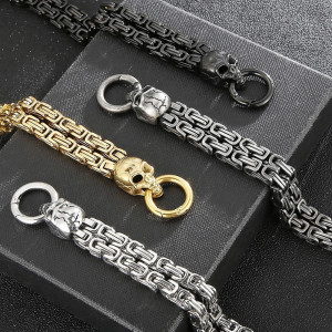 Vue detaille Bracelet Tête de Mort "Serment des Deux Crânes"