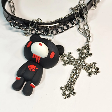 Détails du Collier Gothique Choker Ours Profané Rituel des Chaînes